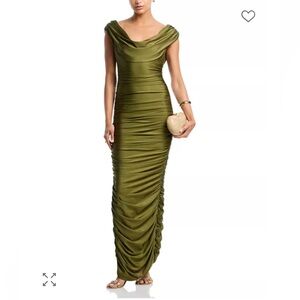 Black Halo - Hunter Green, ruched / stretch dress. immaculate condition.